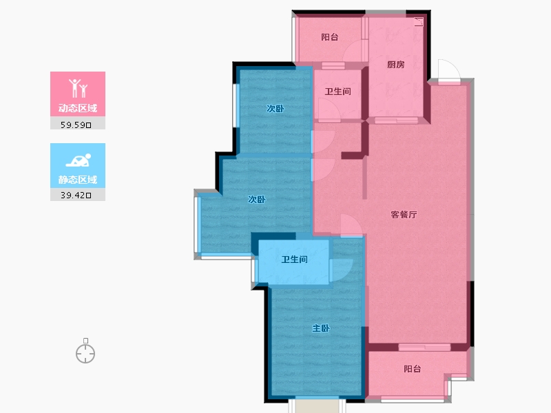 四川省-成都市-恒大天府半岛81/82栋B3,B4 建面111m2-87.92-户型库-动静分区