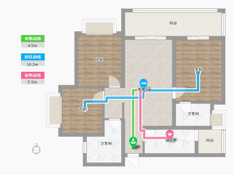 四川省-成都市-恒大天府半岛70栋B1户型建面111m2-87.45-户型库-动静线