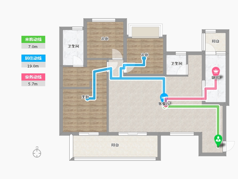 四川省-成都市-恒大天府半岛70栋B2户型建面123m2-96.16-户型库-动静线