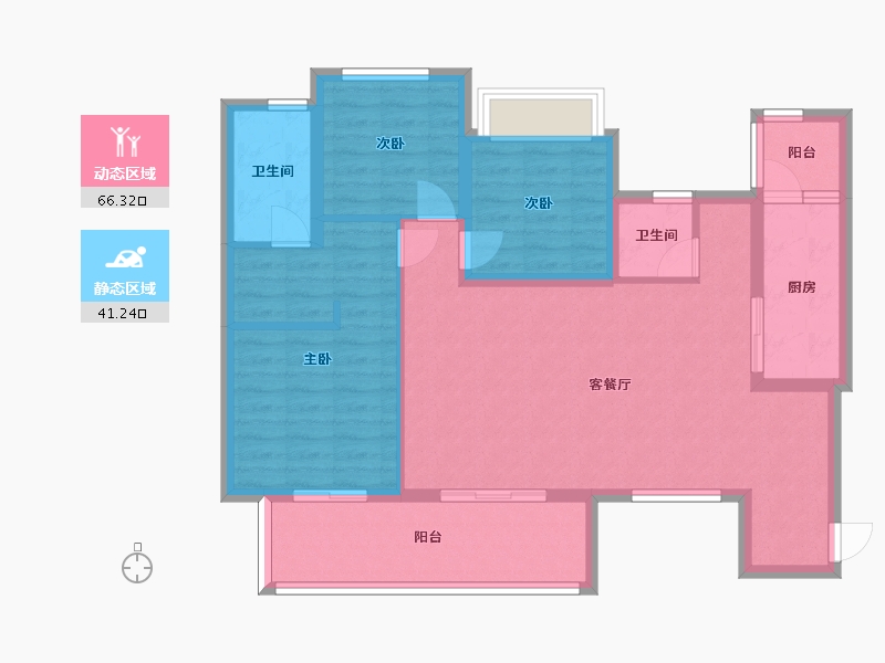 四川省-成都市-恒大天府半岛70栋B2户型建面123m2-96.16-户型库-动静分区