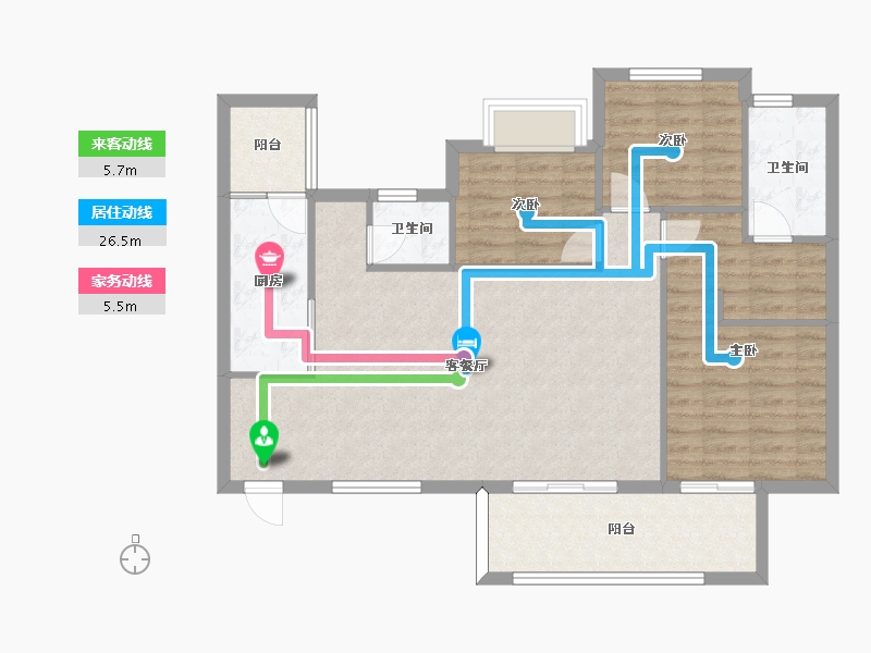 四川省-成都市-恒大天府半岛70栋B5户型建面118m2-93.69-户型库-动静线