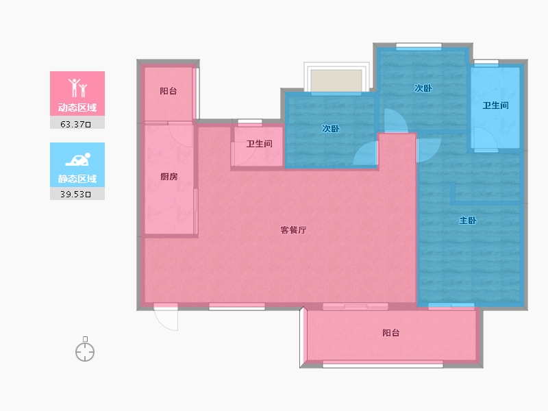 四川省-成都市-恒大天府半岛70栋B5户型建面118m2-93.69-户型库-动静分区