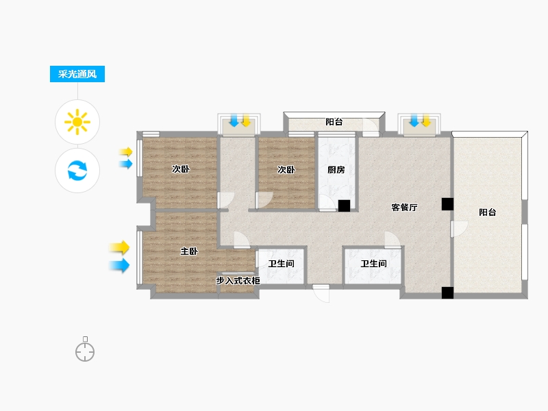 四川省-成都市-麓山国际社区悦庭1-11-14户型建面135m2-122.90-户型库-采光通风