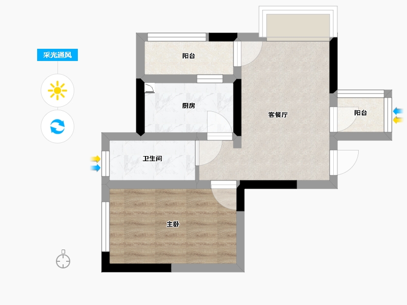 四川省-成都市-空港云尚建面47m2-36.16-户型库-采光通风