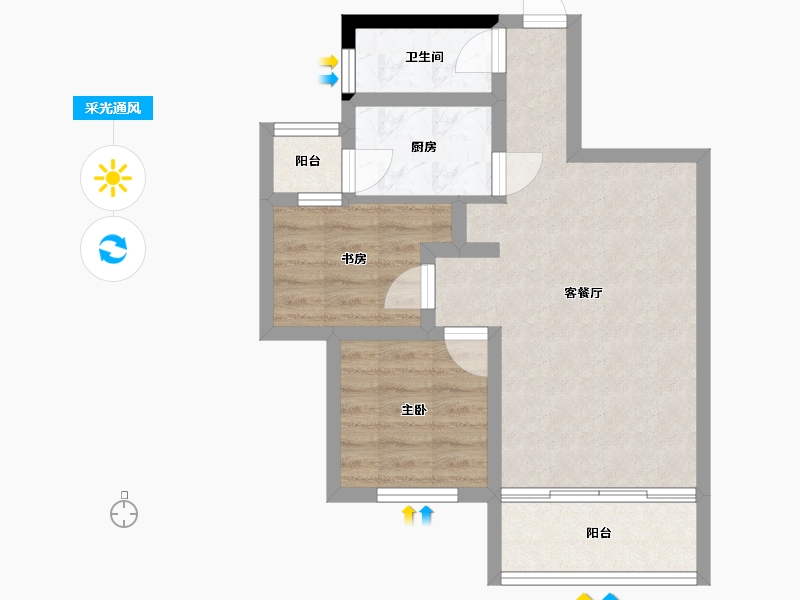 四川省-成都市-空港云尚建面69m2-52.98-户型库-采光通风