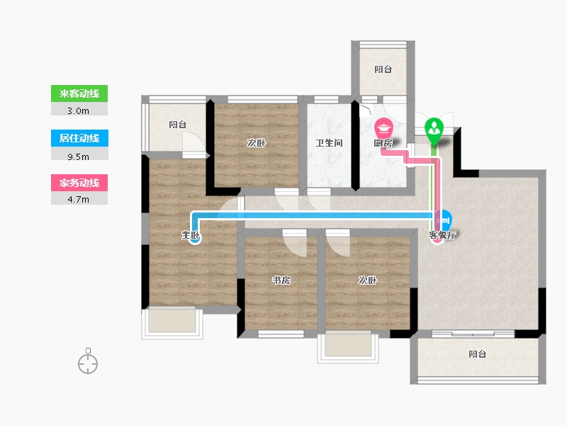 四川省-成都市-空港云尚建面113m2-83.75-户型库-动静线