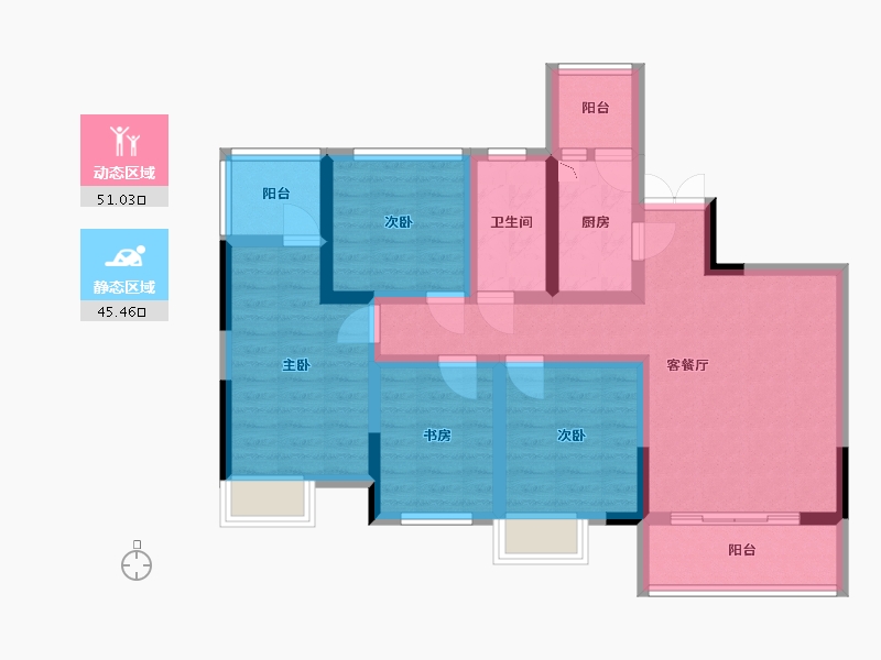 四川省-成都市-空港云尚建面113m2-83.75-户型库-动静分区