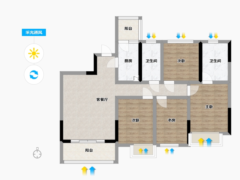 四川省-成都市-空港云尚建面115m2-85.92-户型库-采光通风