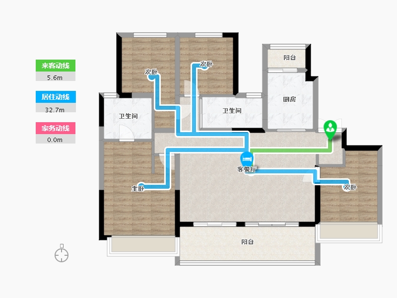 四川省-成都市-天湖湾12号楼,15号楼建面149m2-115.68-户型库-动静线