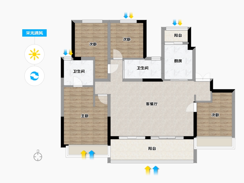 四川省-成都市-天湖湾12号楼,15号楼建面149m2-115.68-户型库-采光通风