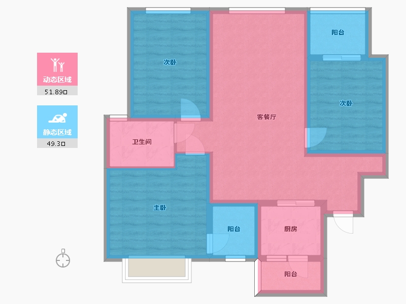 四川省-成都市-橡树华庭2号楼,3号楼建面117m2-89.66-户型库-动静分区