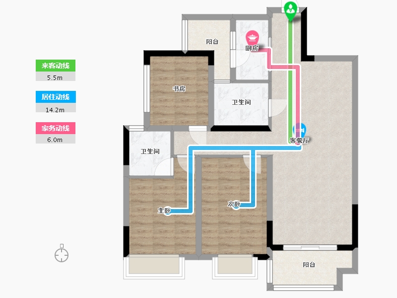 四川省-成都市-橡树华庭1号楼2号楼,3号楼建面112m2-87.84-户型库-动静线