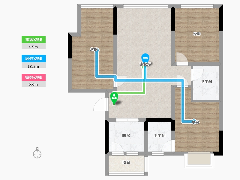 四川省-成都市-橡树华庭2号楼,3号楼建面106m2-80.98-户型库-动静线