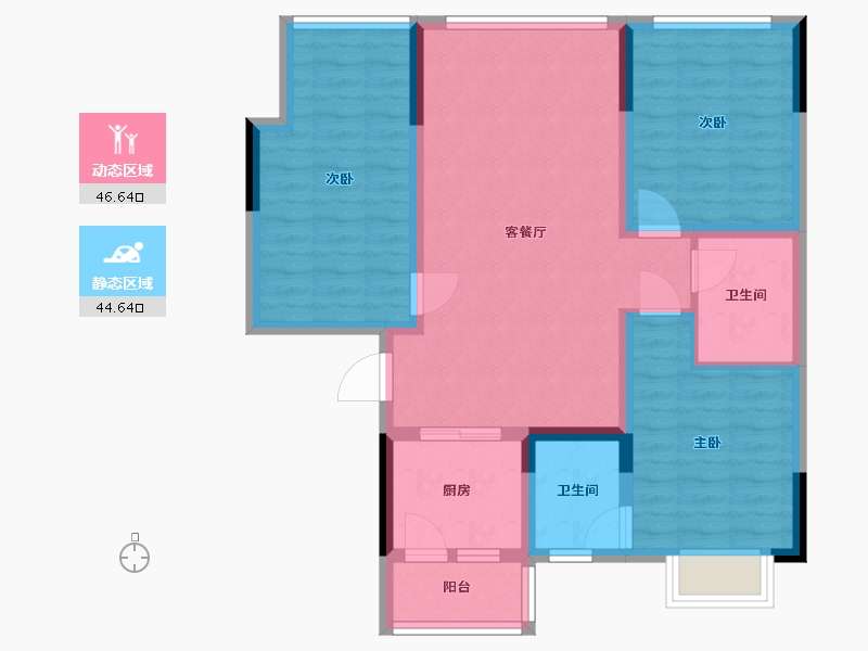 四川省-成都市-橡树华庭2号楼,3号楼建面106m2-80.98-户型库-动静分区