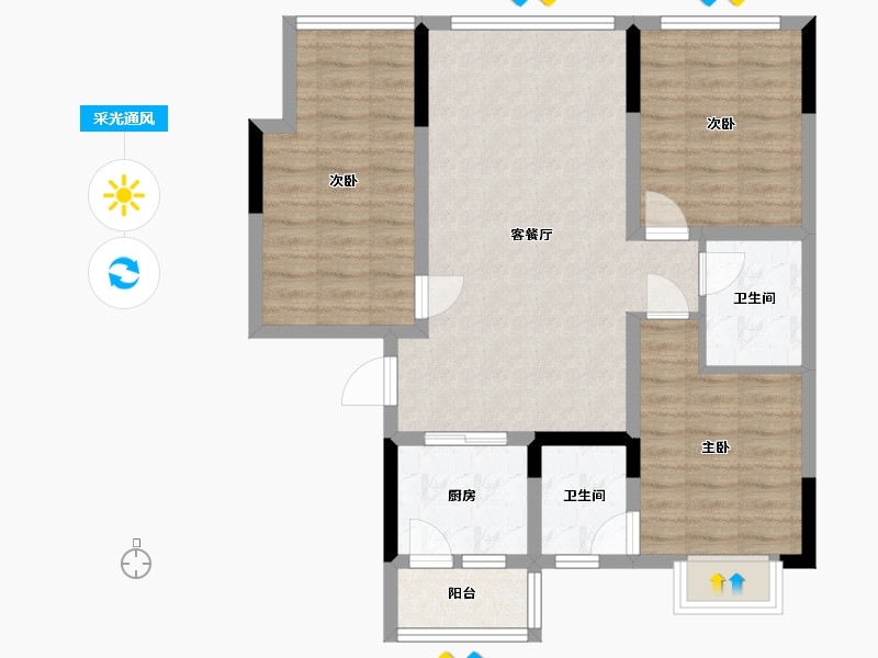 四川省-成都市-橡树华庭2号楼,3号楼建面106m2-80.98-户型库-采光通风