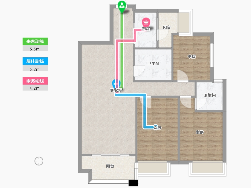 四川省-成都市-橡树华庭2号楼,3号楼建面111m2-90.07-户型库-动静线