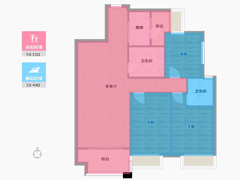 四川省-成都市-橡树华庭2号楼,3号楼建面111m2-90.07-户型库-动静分区