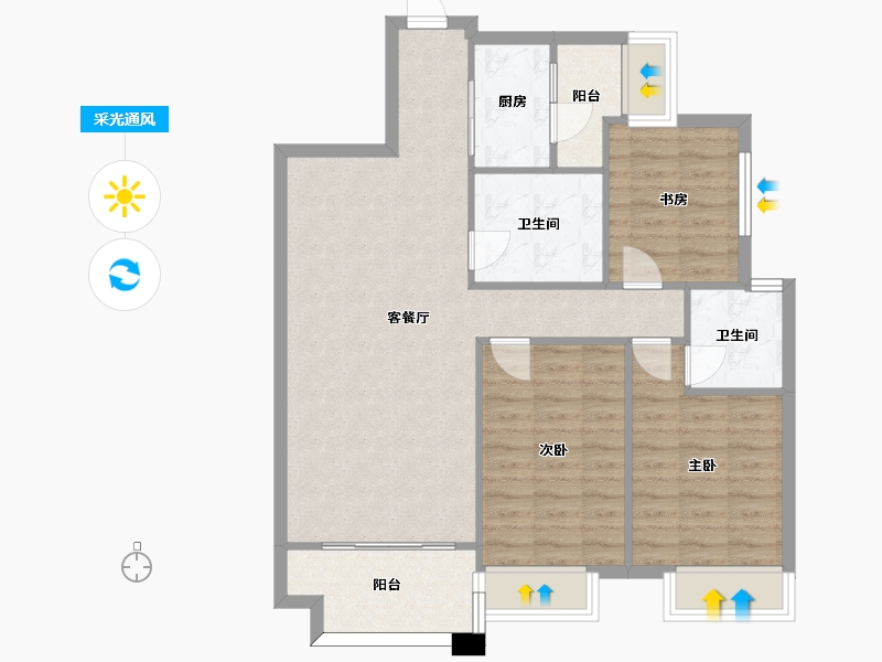 四川省-成都市-橡树华庭2号楼,3号楼建面111m2-90.07-户型库-采光通风