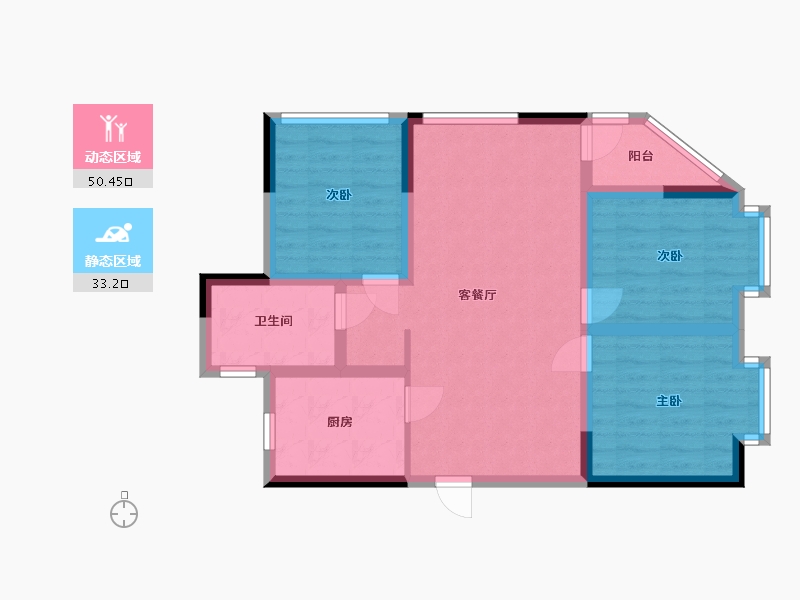 四川省-成都市-橡树华庭3号楼建面98m2-73.87-户型库-动静分区