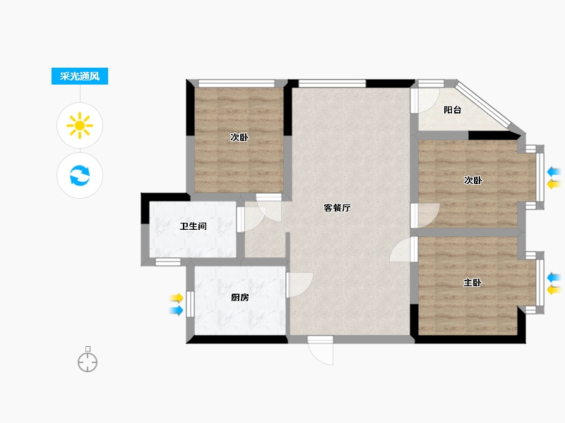 四川省-成都市-橡树华庭3号楼建面98m2-73.87-户型库-采光通风