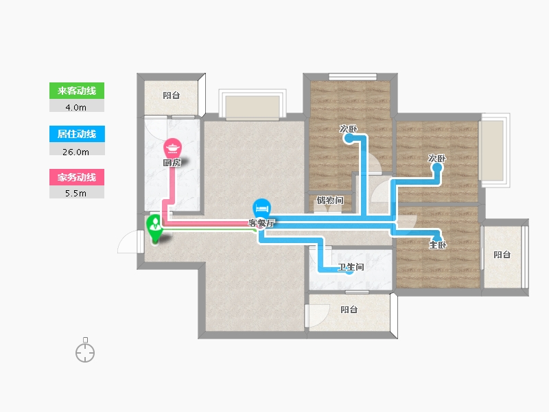 四川省-成都市-橡树华庭3号楼建面104m2-79.55-户型库-动静线