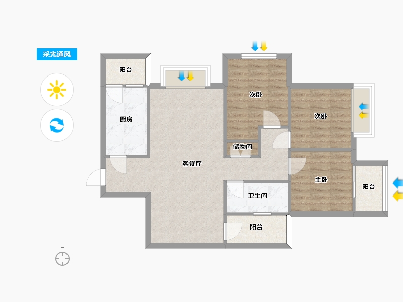 四川省-成都市-橡树华庭3号楼建面104m2-79.55-户型库-采光通风