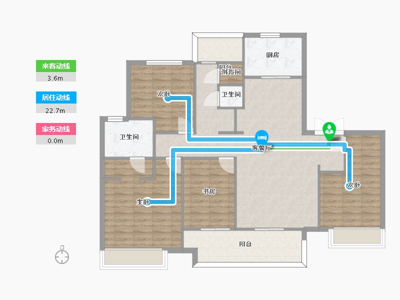 湖南省-长沙市-恒基旭辉湖山赋E户型143m²-114.78-户型库-动静线