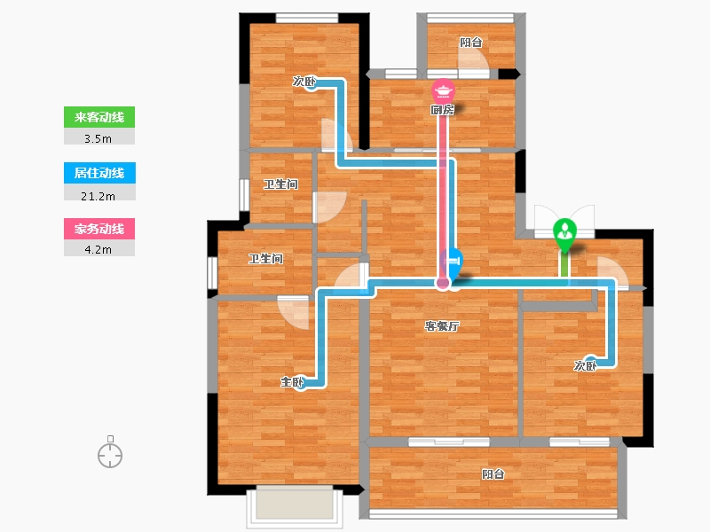 四川省-成都市-旭辉江山和鸣12号楼建面126m2-97.71-户型库-动静线