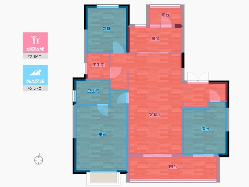 四川省-成都市-旭辉江山和鸣12号楼建面126m2-97.71-户型库-动静分区