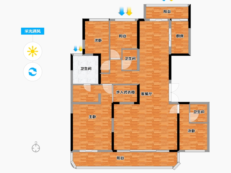 四川省-成都市-国宾锦麟天玺7号楼建面240m2-193.90-户型库-采光通风