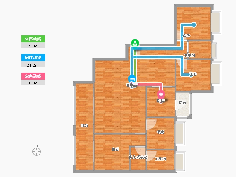 四川省-成都市-云上观邸1号楼建面149m2-119.20-户型库-动静线