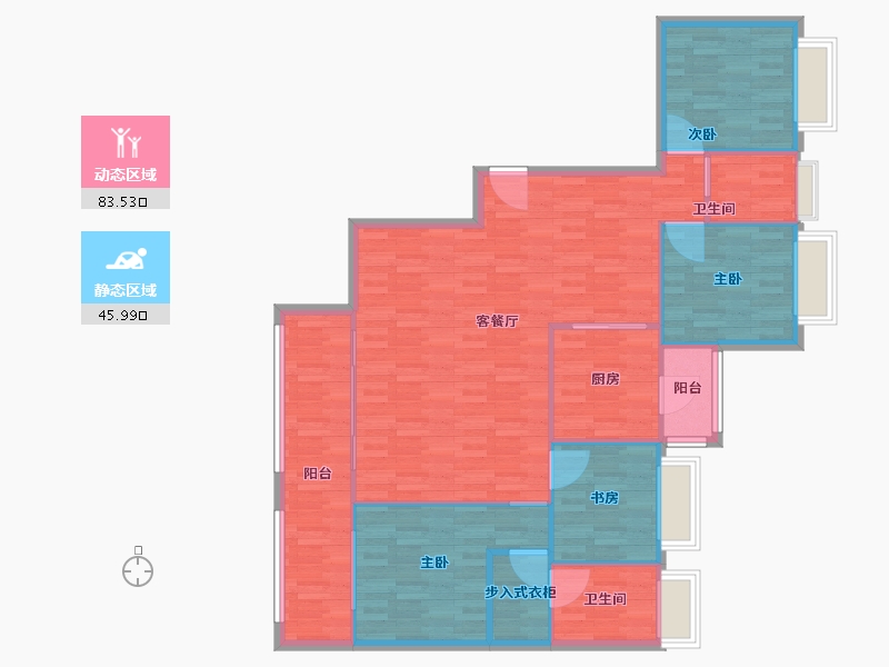 四川省-成都市-云上观邸1号楼建面149m2-119.20-户型库-动静分区