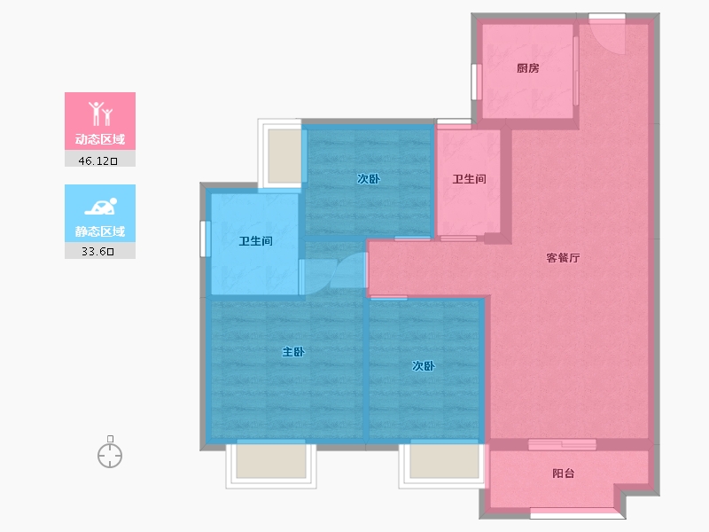 湖南省-长沙市-长沙雅居乐新地C户型93m²-70.97-户型库-动静分区