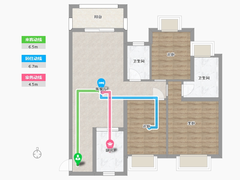 湖南省-长沙市-长沙雅居乐新地B户型108m²-81.47-户型库-动静线