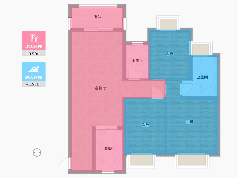 湖南省-长沙市-长沙雅居乐新地B户型108m²-81.47-户型库-动静分区