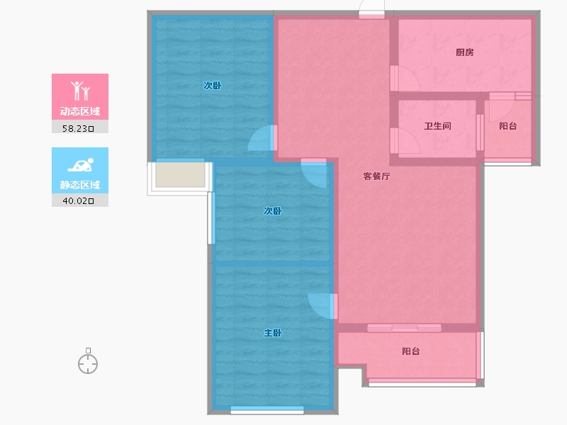 河南省-郑州市-恒星皇家花园-87.31-户型库-动静分区