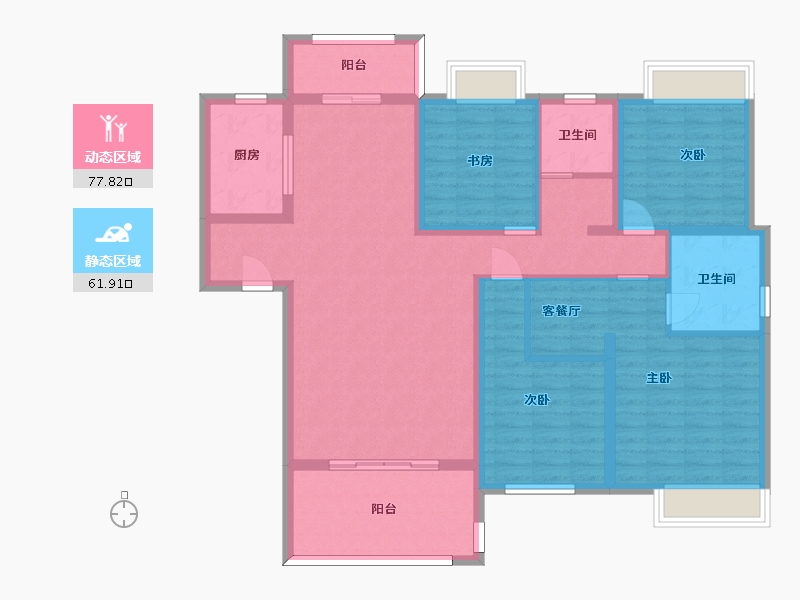 湖南省-长沙市-日盛湖湘花苑8栋B户型164m²-125.09-户型库-动静分区