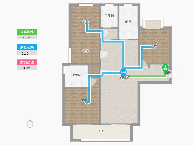 湖南省-长沙市-新城和樾126㎡户型-93.71-户型库-动静线