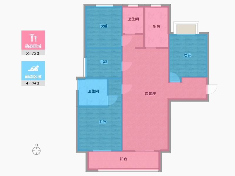 湖南省-长沙市-新城和樾126㎡户型-93.71-户型库-动静分区