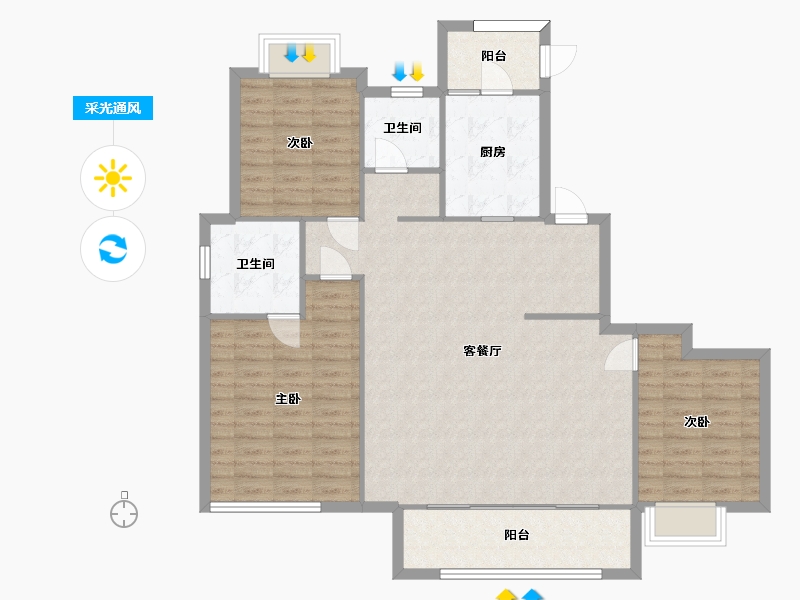 湖南省-长沙市-新城和樾144㎡户型-115.00-户型库-采光通风