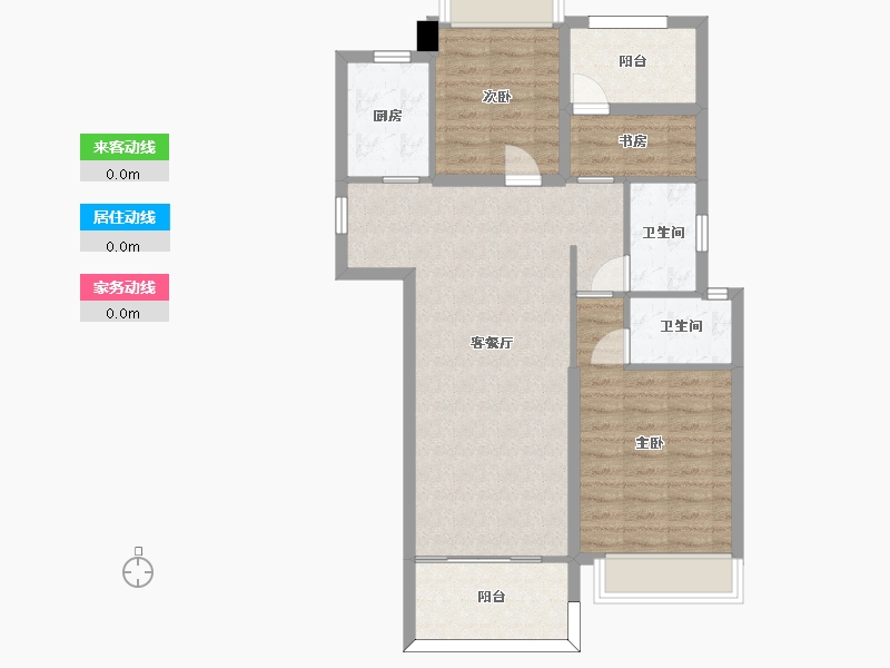 湖南省-长沙市-南益名士豪庭21,22栋B2户型109m²-83.81-户型库-动静线