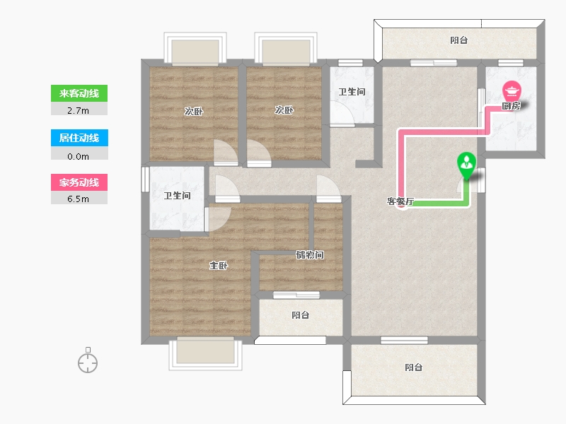 湖南省-长沙市-旭辉汇樾城10，8号楼B1户型136m²-100.78-户型库-动静线