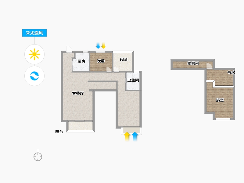 湖南省-长沙市-卓越青竹湖6栋,5栋D户型109m²-99.60-户型库-采光通风