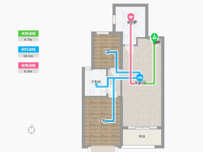 湖南省-长沙市-恒大清澜苑4栋4号户型82m²-64.66-户型库-动静线