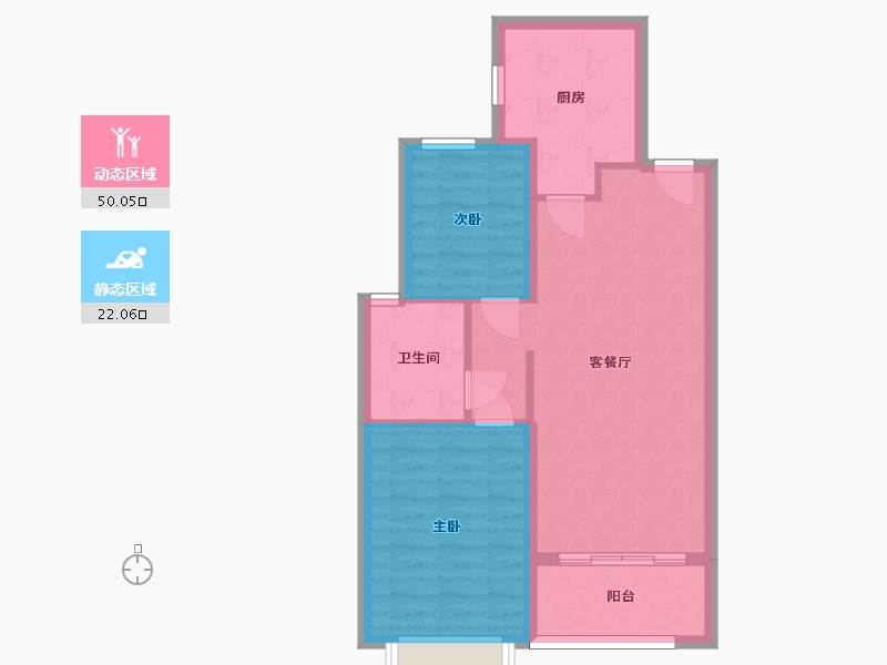 湖南省-长沙市-恒大清澜苑4栋4号户型82m²-64.66-户型库-动静分区