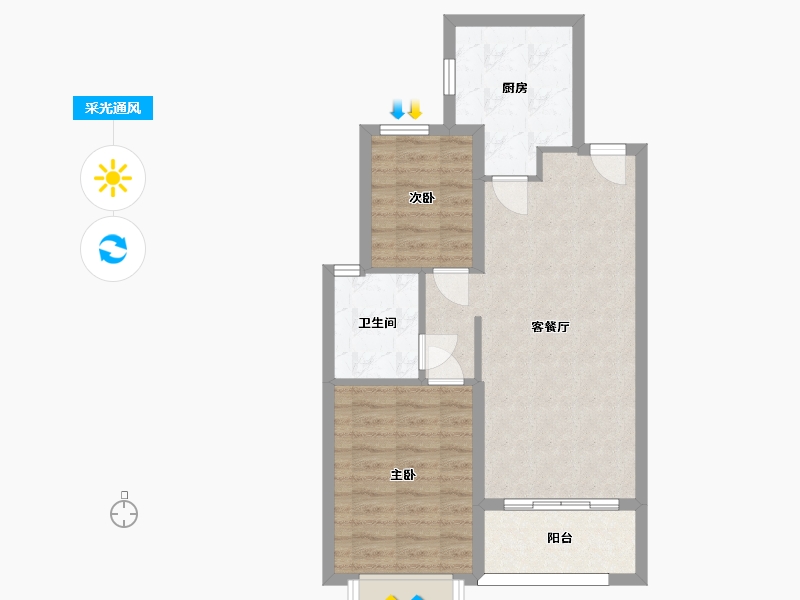 湖南省-长沙市-恒大清澜苑4栋4号户型82m²-64.66-户型库-采光通风