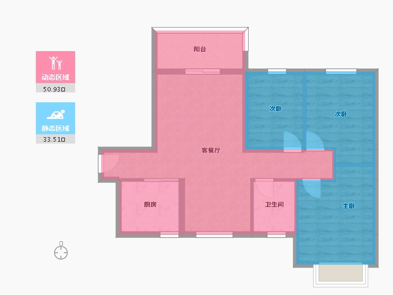 湖南省-长沙市-恒大清澜苑4栋6号户型105m²-75.55-户型库-动静分区