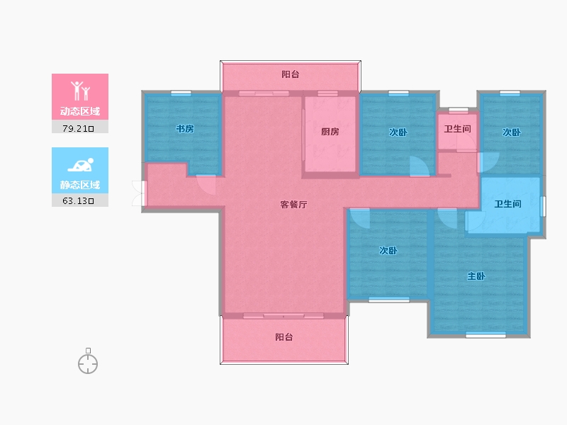 湖南省-长沙市-深业堤亚纳湾E户型161m²-128.80-户型库-动静分区