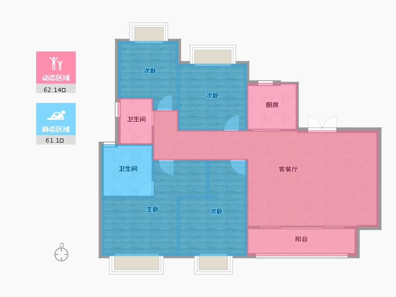 湖南省-长沙市-东原麓印长江A5A6栋142m²-113.61-户型库-动静分区