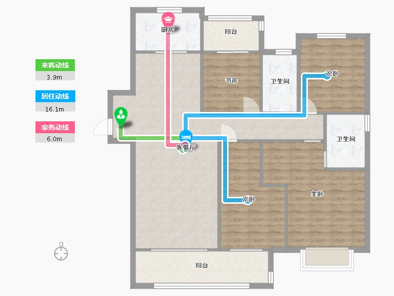 湖南省-长沙市-龙湖碧桂园天宸原著1栋,5栋E户型143m²-114.01-户型库-动静线